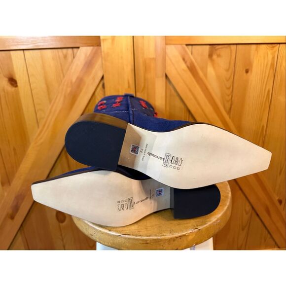 Larroudé Paloma Boot In Navy Suede Size 7.5 - Picture 7 of 8